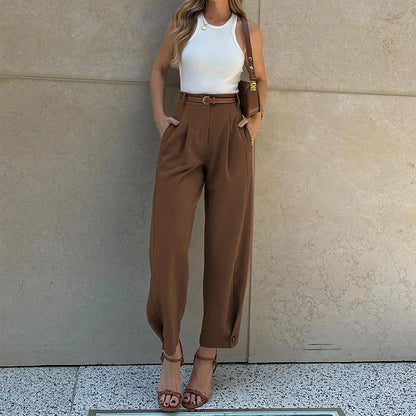Pantalones Mujer Talle Alto con Bolsillos Prácticos