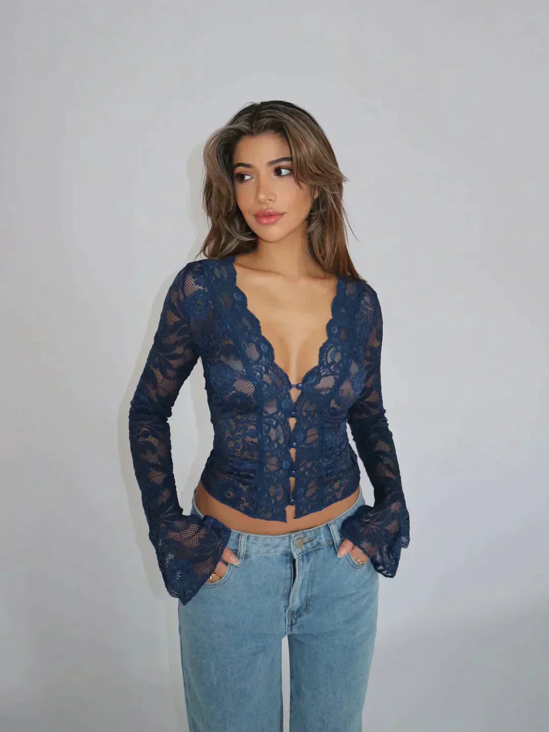 Blusa Encaje Elegante Mujer