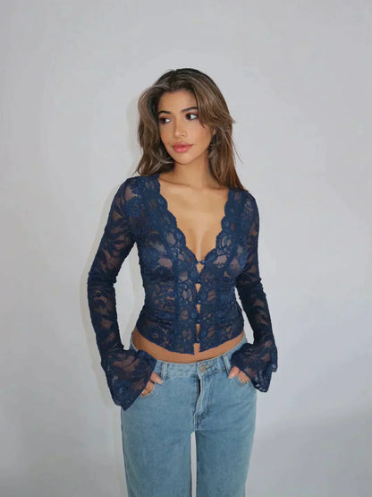 Blusa Encaje Elegante Mujer