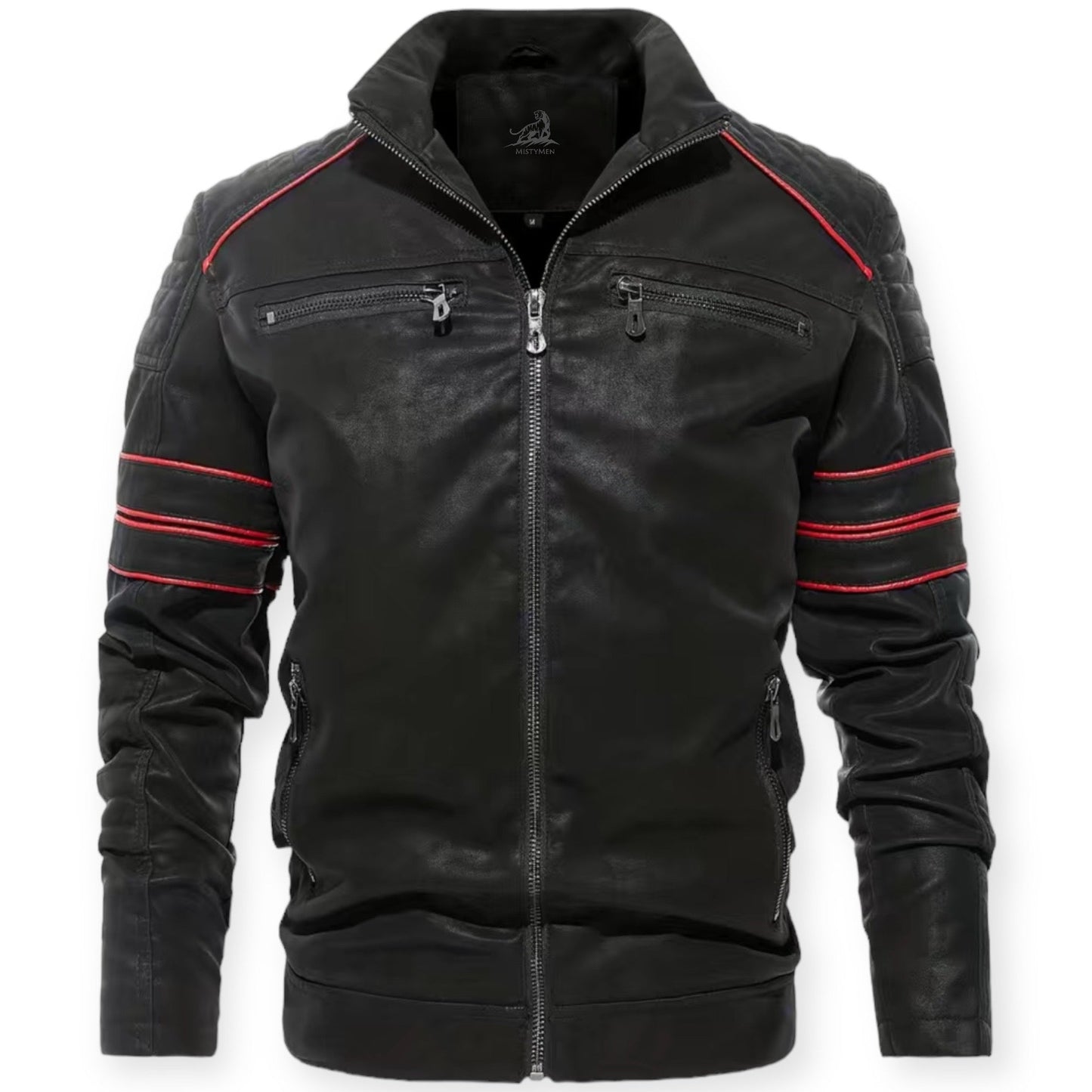 Chaqueta Cuero Negro Deportiva - Vestiria