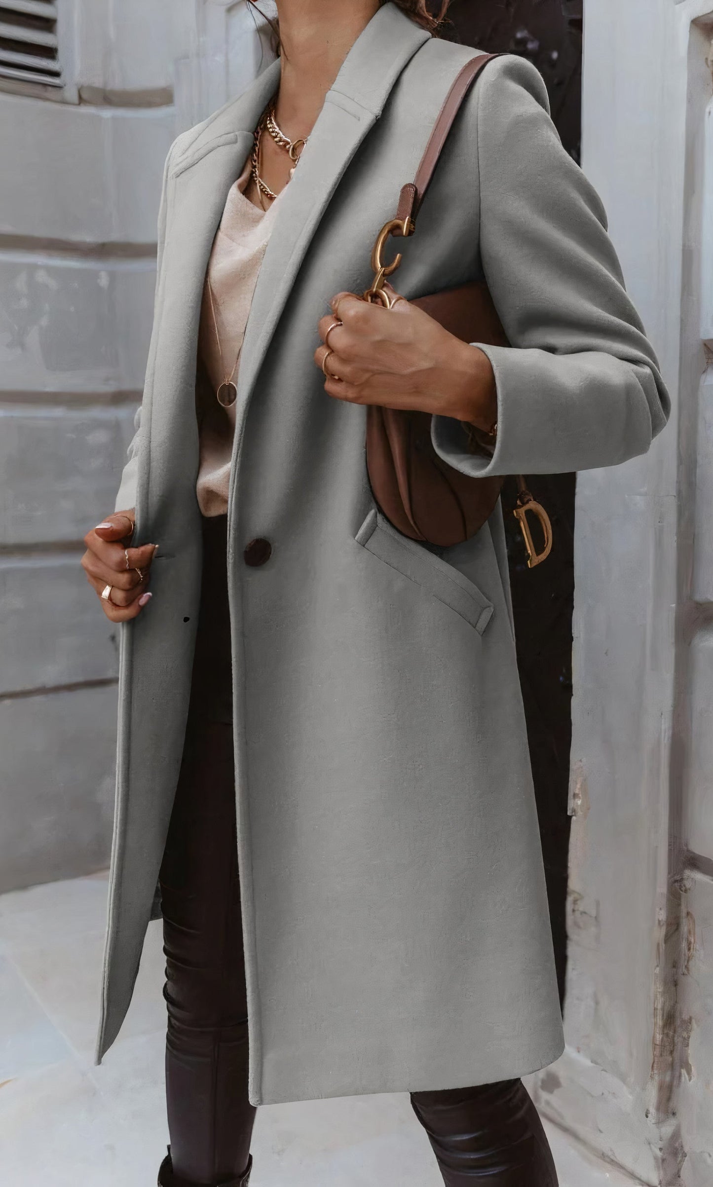 Abrigo Mujer Largo Elegante Invierno