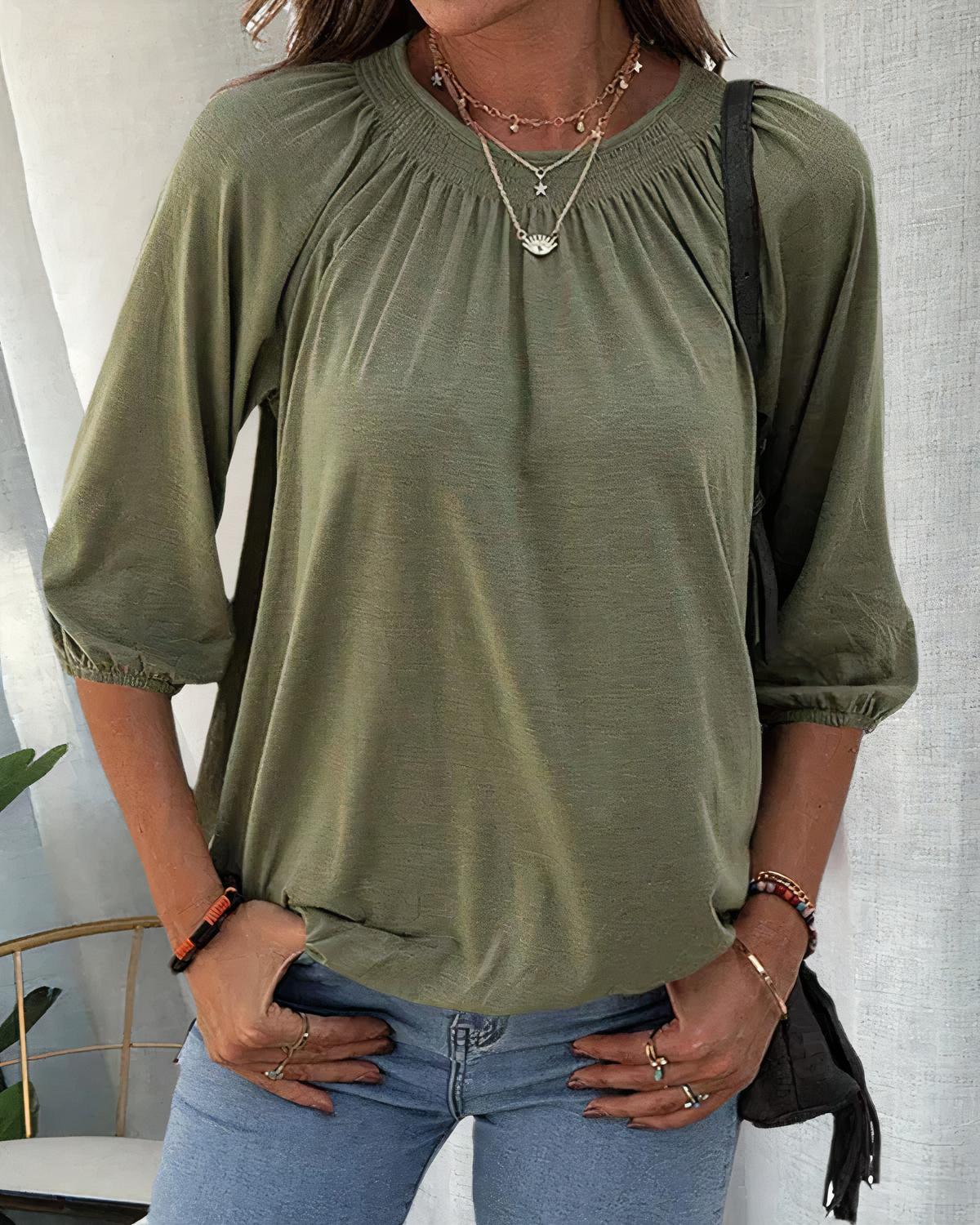 Blusa Mujer Elegante Manga Corta