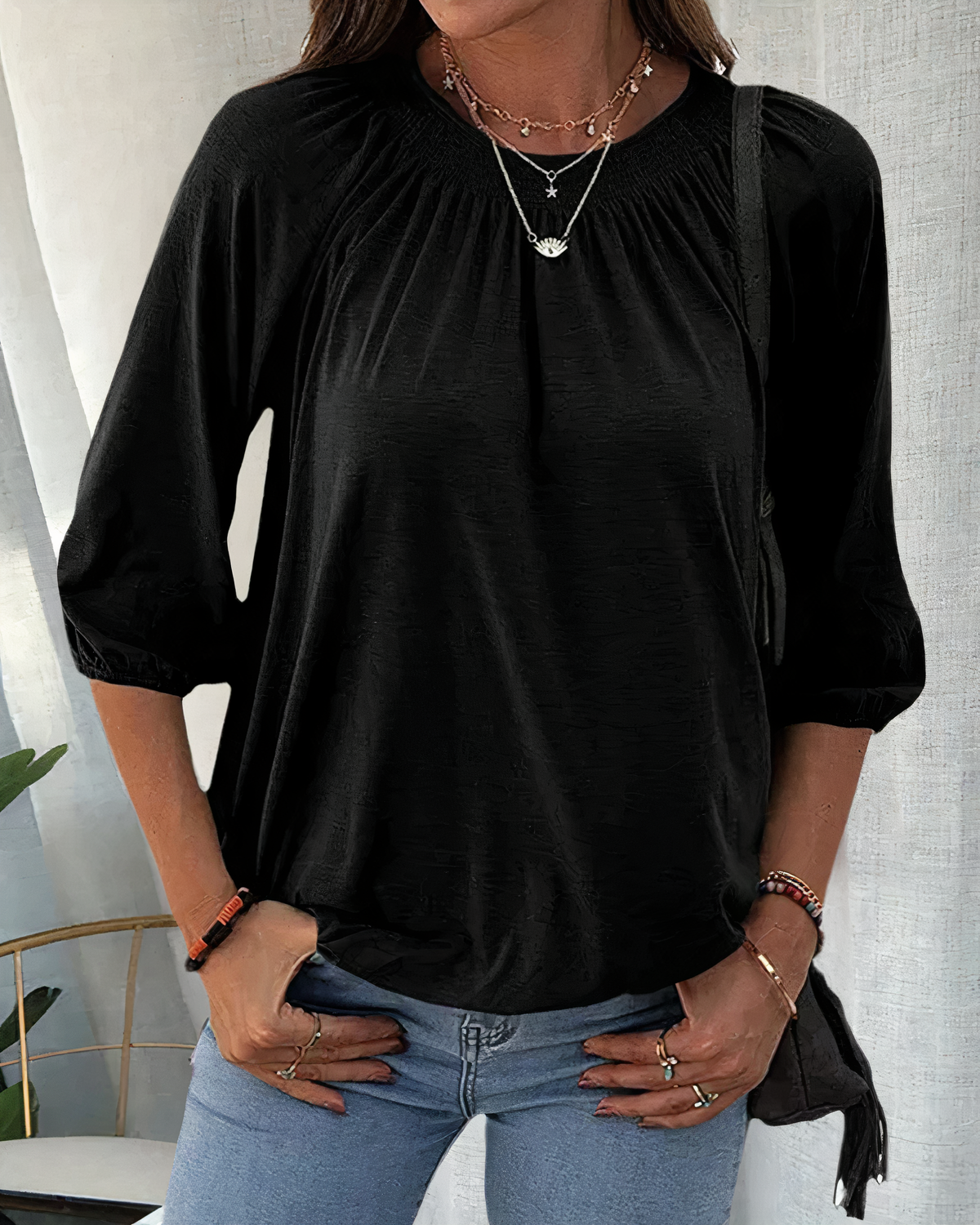 Blusa Mujer Elegante Manga Corta