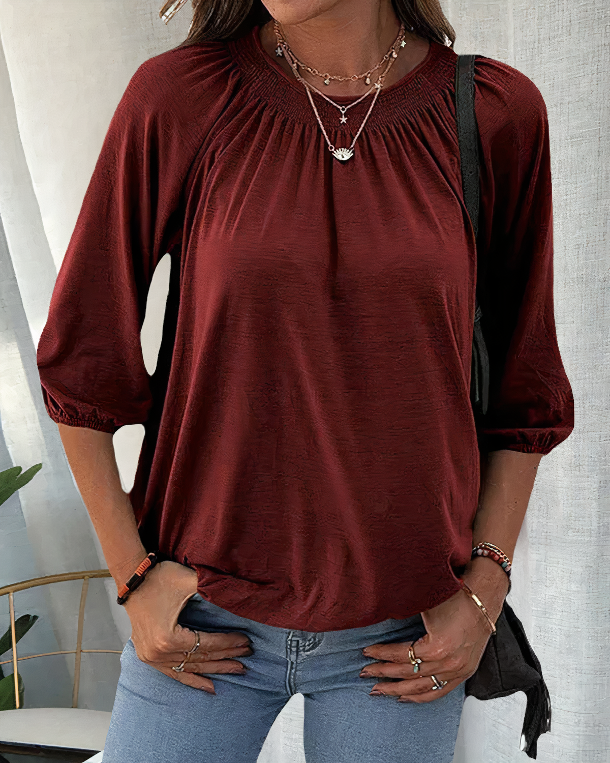 Blusa Mujer Elegante Manga Corta