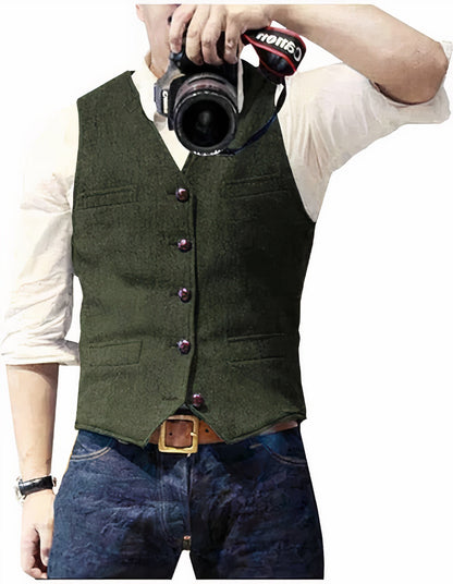 Chaleco Cuero Hombre Clásico