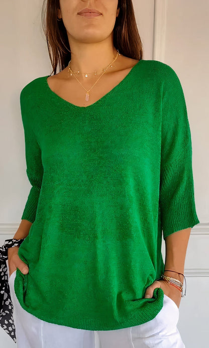 Top de punto elegante escote V