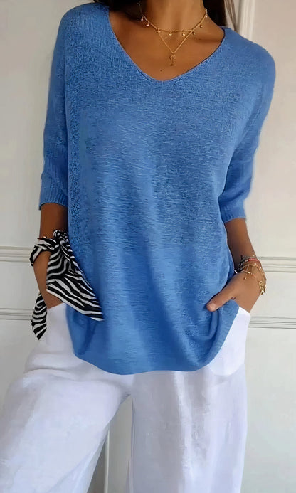 Top de punto elegante escote V