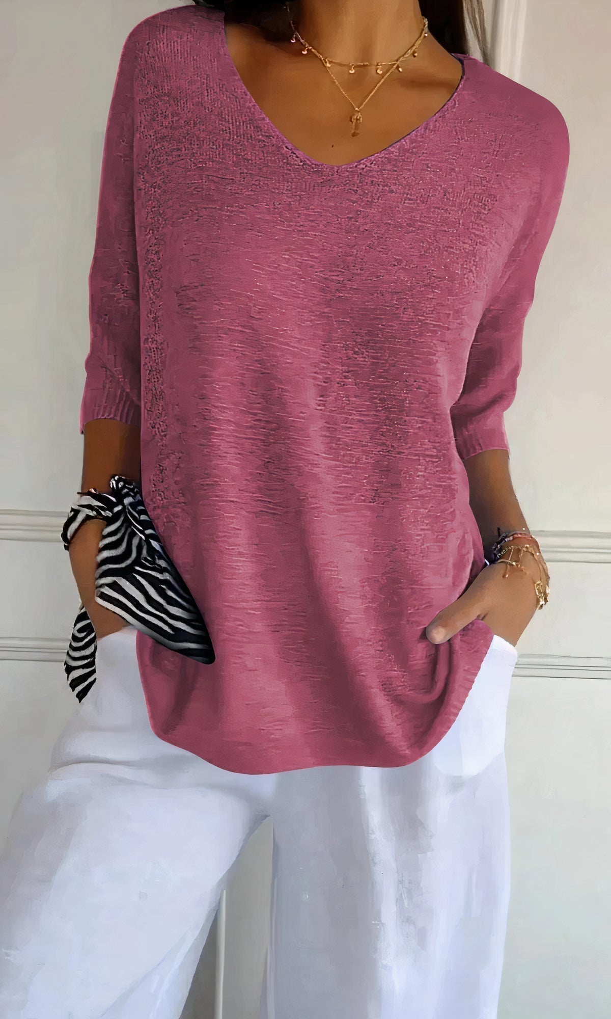 Top de punto elegante escote V