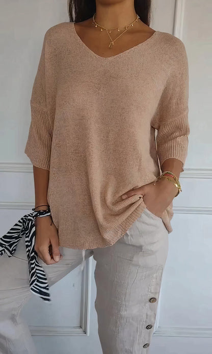 Top de punto elegante escote V