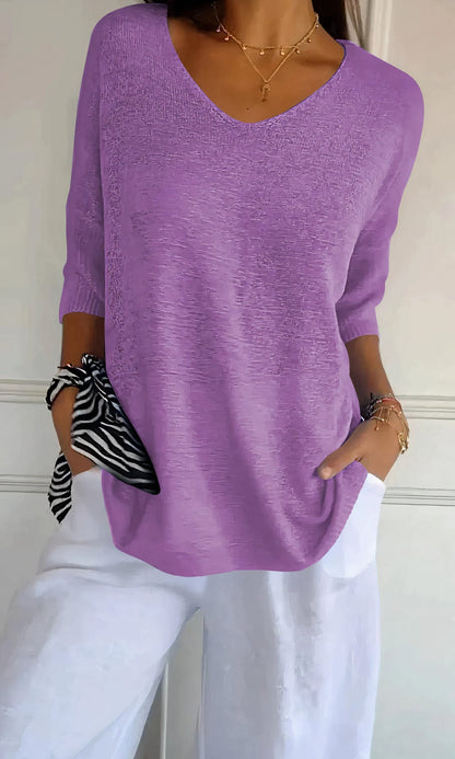 Top de punto elegante escote V