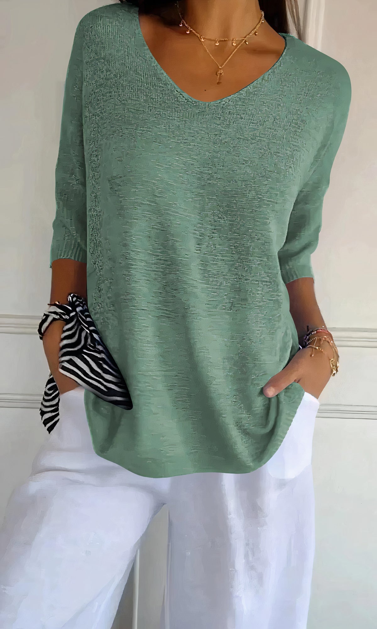 Top de punto elegante escote V