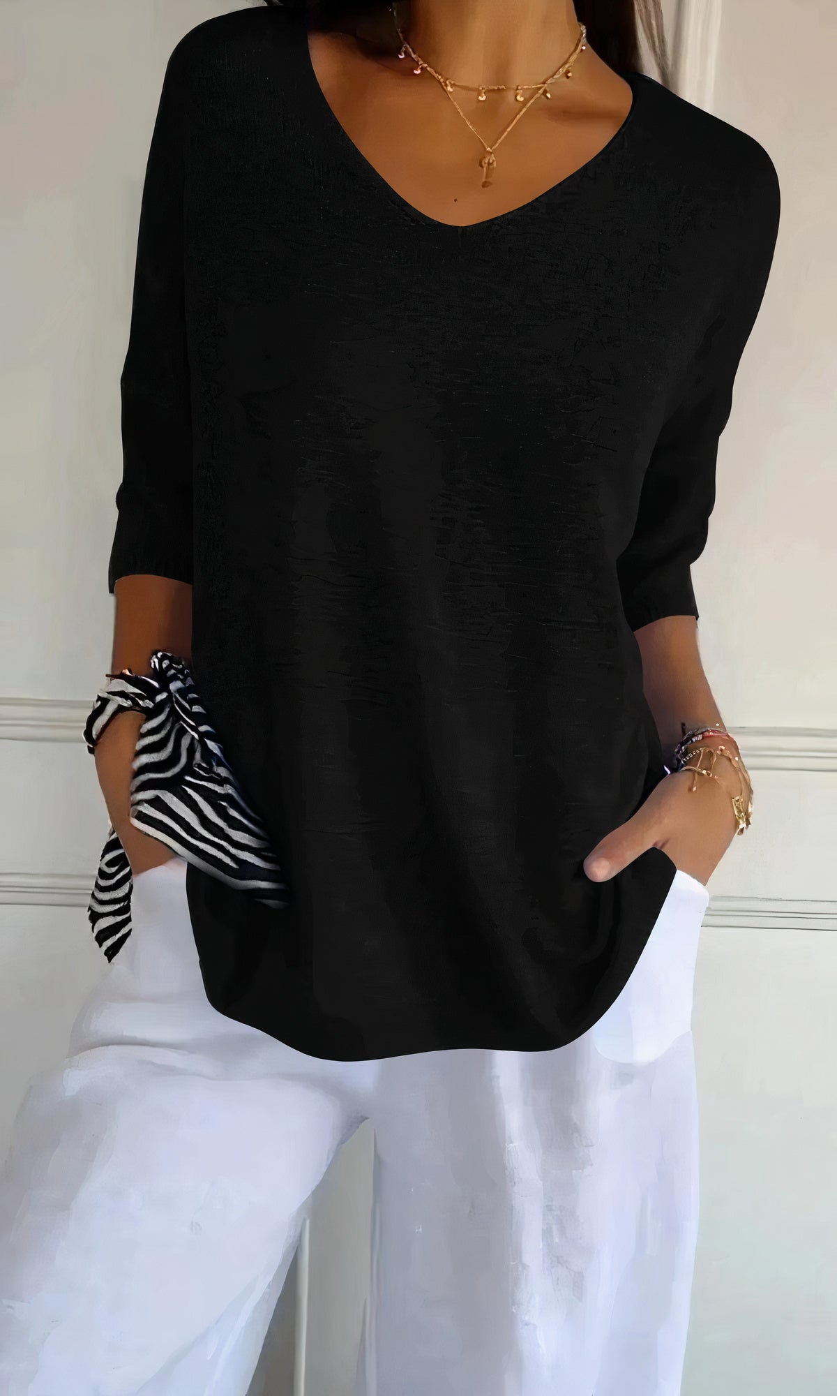 Top de punto elegante escote V