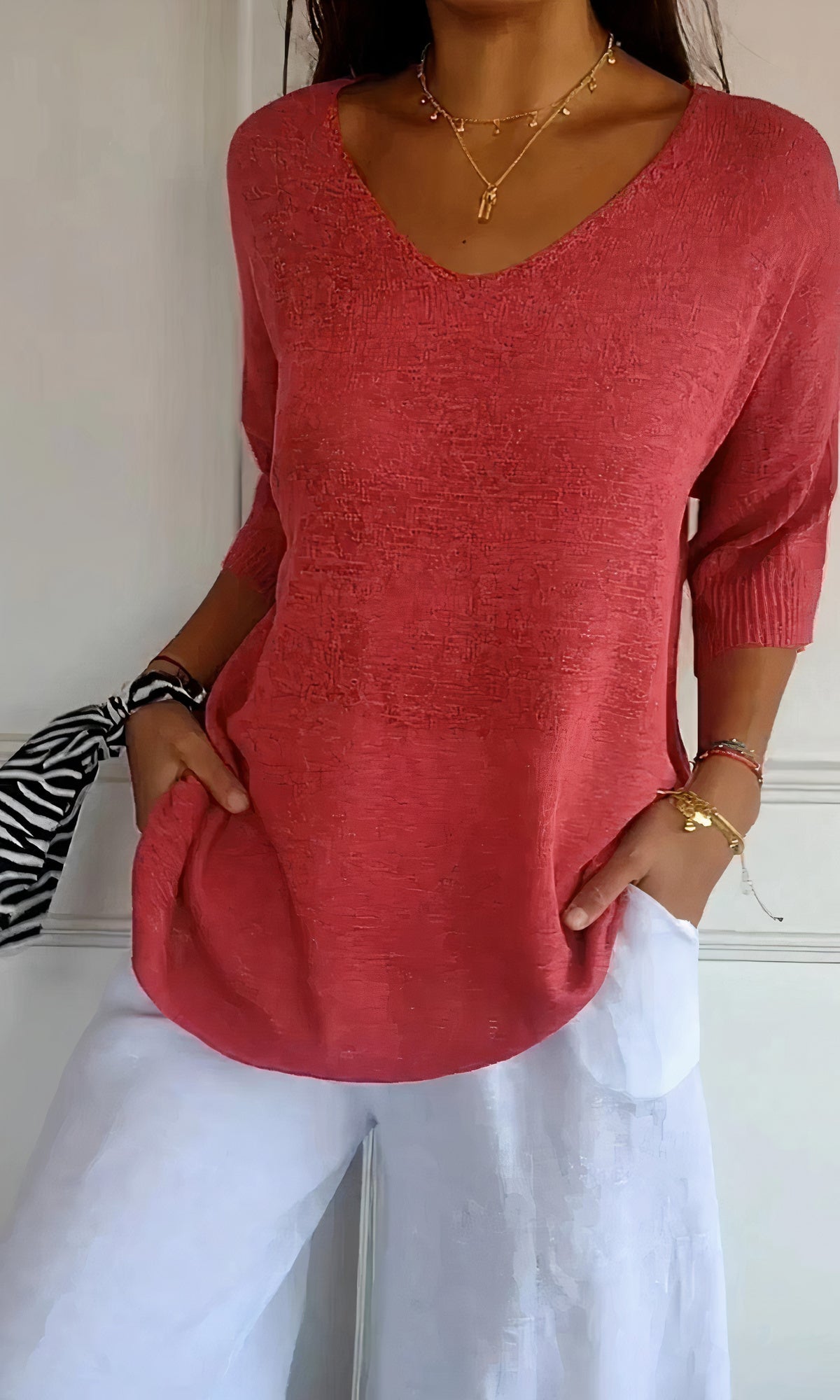 Top de punto elegante escote V - Vestiria