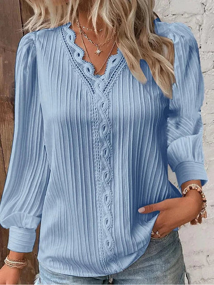 Blusa de punto cuello en V mujer elegante