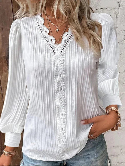 Blusa de punto cuello en V mujer elegante