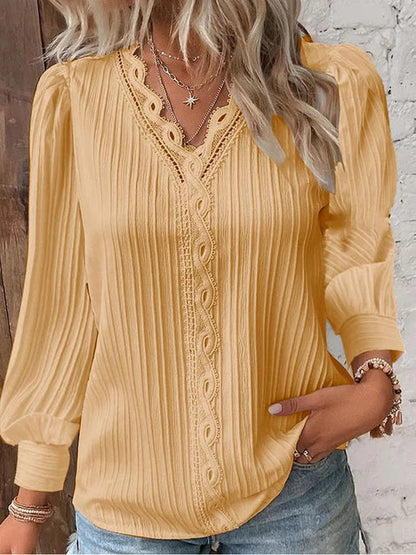 Blusa de punto cuello en V mujer elegante