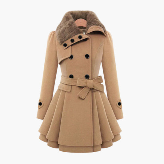Abrigo Invierno Mujer Pelo Sintético Botones Cálido - Vestiria