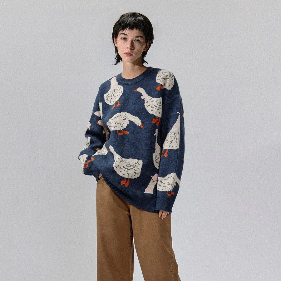 Sudadera cuello redondo con patos divertidos