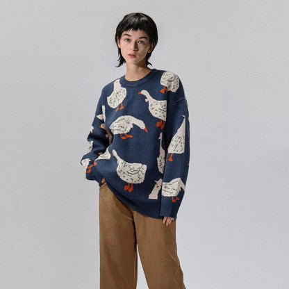 Sudadera cuello redondo con patos divertidos