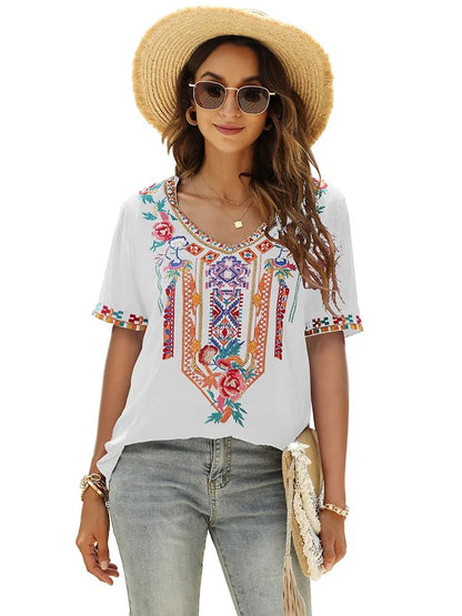 Blusa Estampada Fit Celo Mexicana Colorida