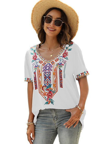 Blusa Estampada Fit Celo Mexicana Colorida - Vestiria