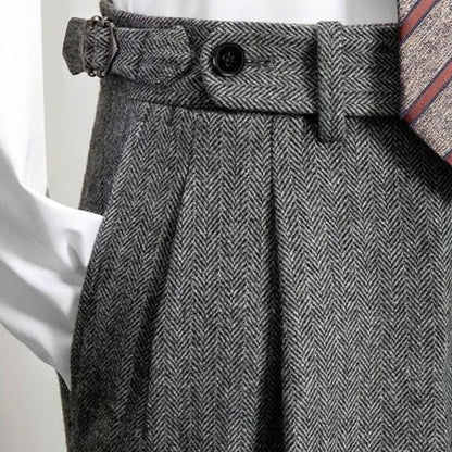 Pantalones de lana cálidos con cinturón para hombre - Vestiria