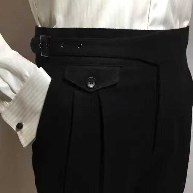 Pantalones de lana cálidos con cinturón para hombre
