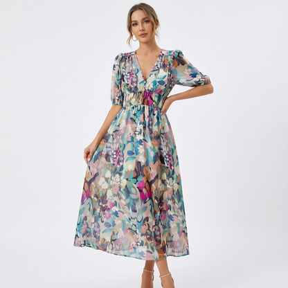 Vestido Mujer Floral Estilo Clásico - Clara Moda