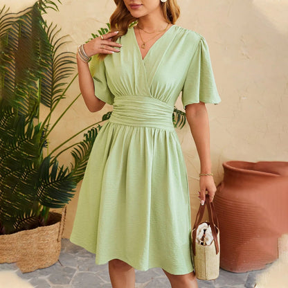Vestido Midi Elegante Cuello V Mujer