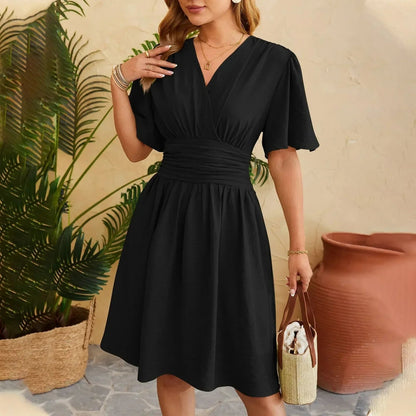 Vestido Midi Elegante Cuello V Mujer