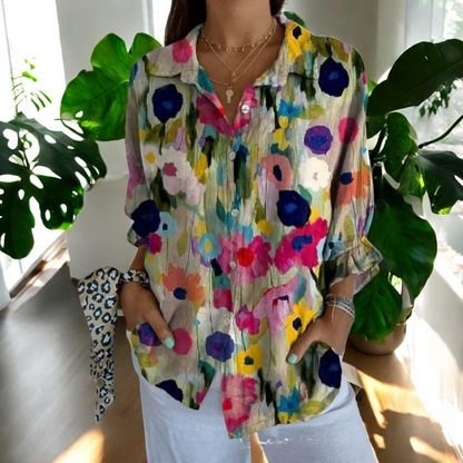 Blusa ligera con botones y corte cómodo mujer