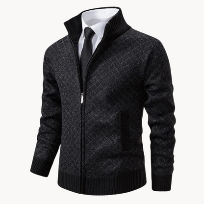 Chaqueta de punto abrigo hombre cremallera cuello alto - Vestiria