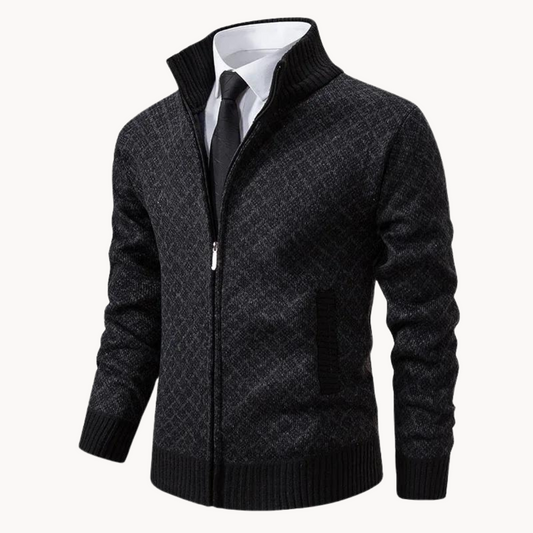 Chaqueta de punto abrigo hombre cremallera cuello alto - Vestiria