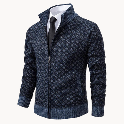 Chaqueta de punto abrigo hombre cremallera cuello alto