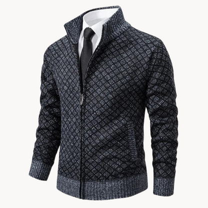 Chaqueta de punto abrigo hombre cremallera cuello alto