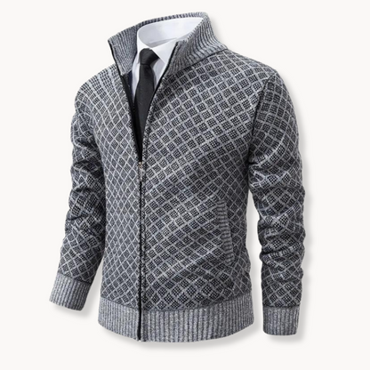 Chaqueta de punto abrigo hombre cremallera cuello alto