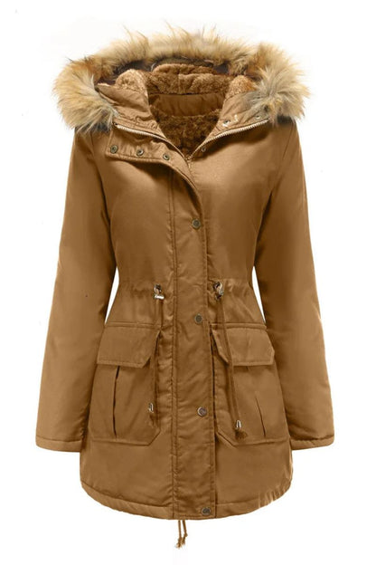 Abrigo Invierno Mujer Piel Capucha Elegante
