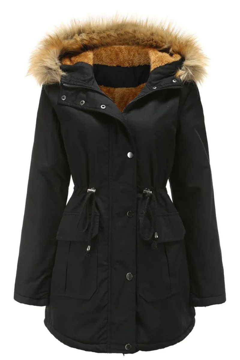 Abrigo Invierno Mujer Piel Capucha Elegante