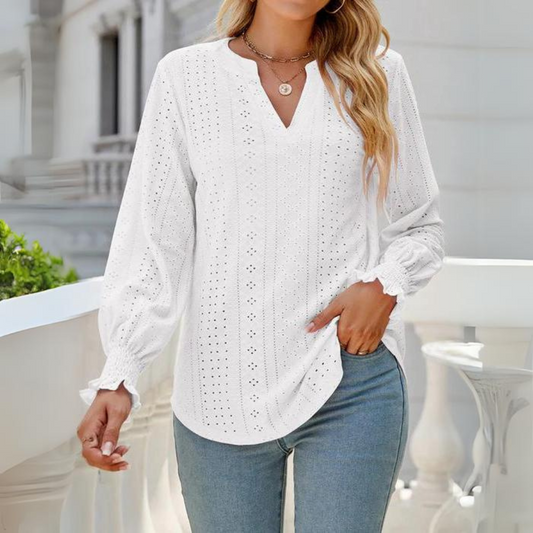 Blusa Mujer Elegante con Volante y Manga Larga - Vestiria