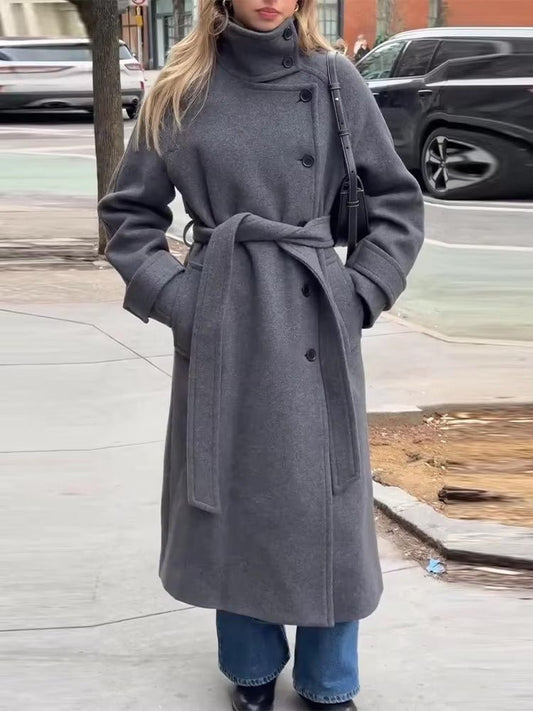 Abrigo Trench Invierno Mujer Cinturón Ajustable - Vestiria