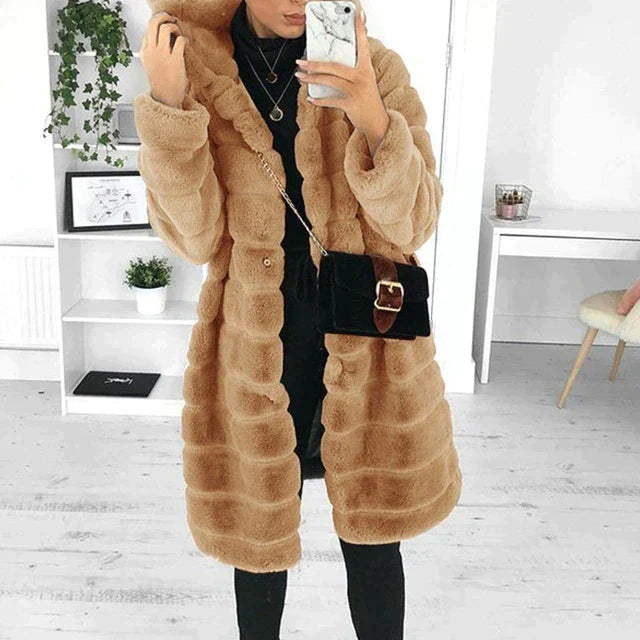 Abrigo Mujer Invierno Pelo Sintético Elegante