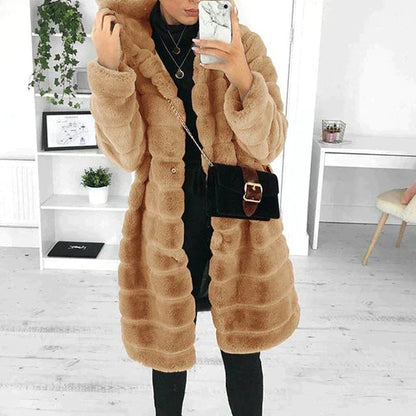 Abrigo Mujer Invierno Pelo Sintético Elegante