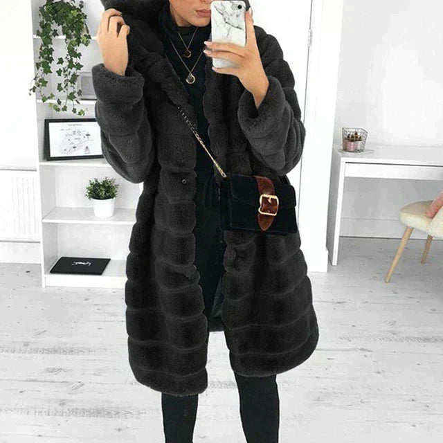 Abrigo Mujer Invierno Pelo Sintético Elegante