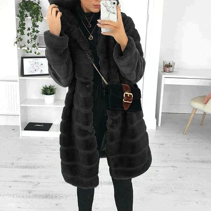 Abrigo Mujer Invierno Pelo Sintético Elegante