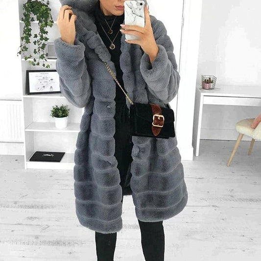 Abrigo Mujer Invierno Pelo Sintético Elegante - Vestiria