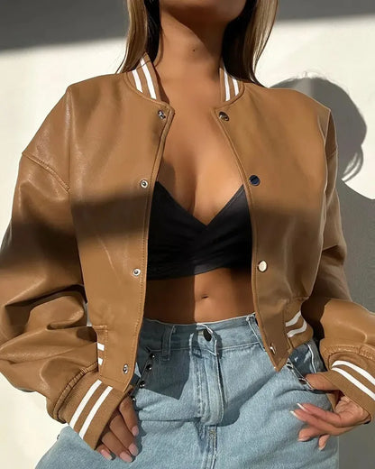 Chaqueta Cuero Corta Estilo Urbano