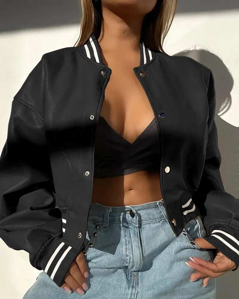 Chaqueta Cuero Corta Estilo Urbano - Vestiria