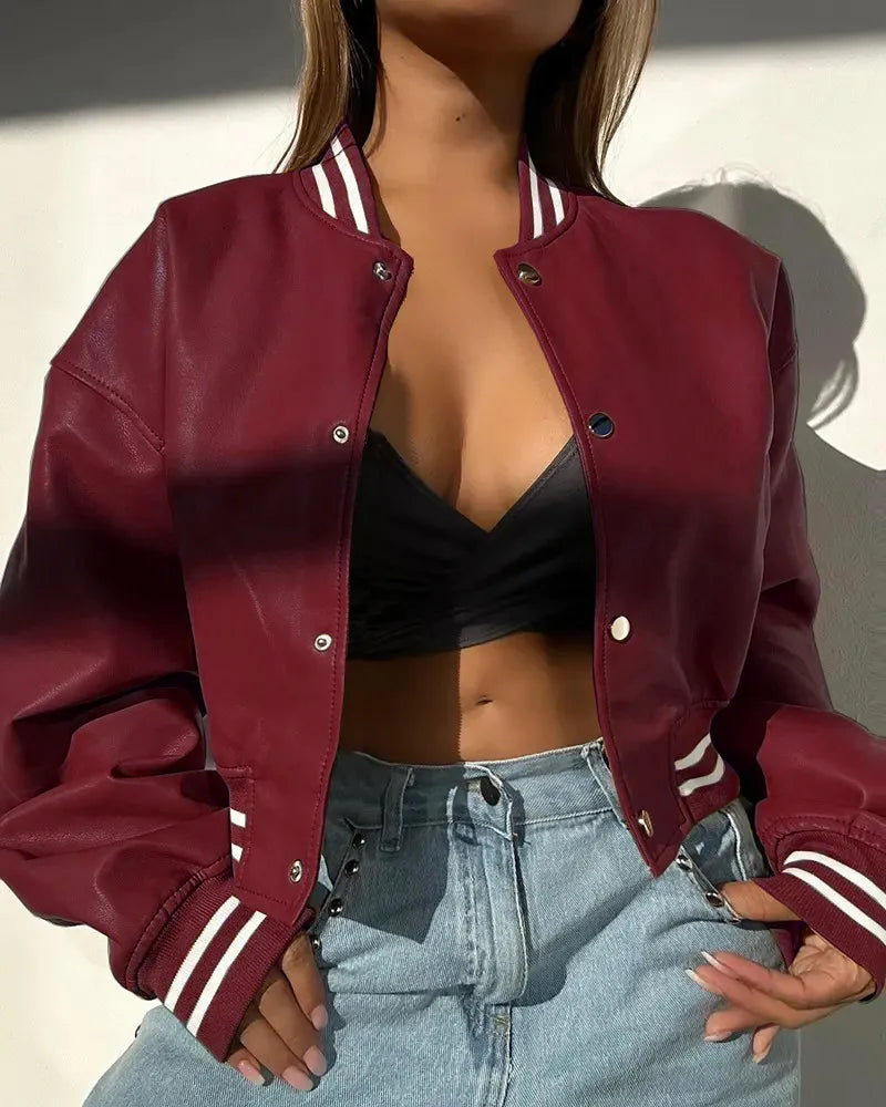 Chaqueta Cuero Corta Estilo Urbano