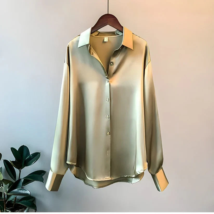 Blusa Mujer Seda Larga Elegante
