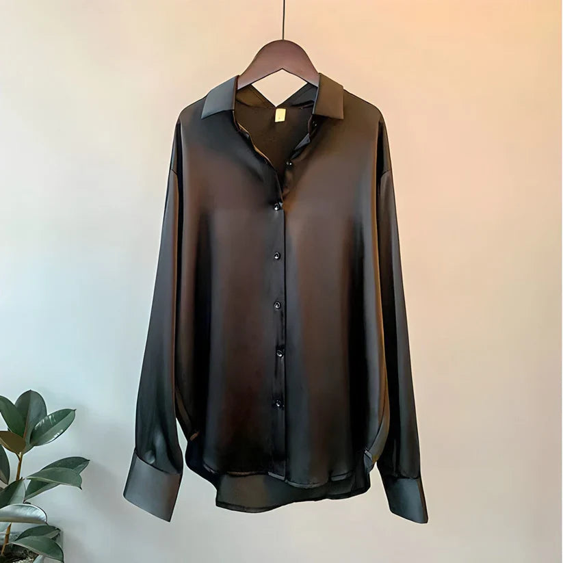Blusa Mujer Seda Larga Elegante